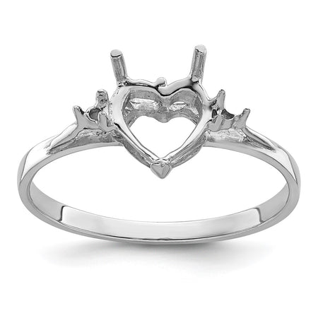 14k White Gold .02ct. Diamond / 7mm Heart Gemstone Ring Mounting (X9681)