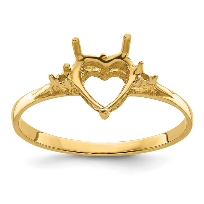 14k Polished 7mm Heart Gemstone Ring Mounting (X9682)