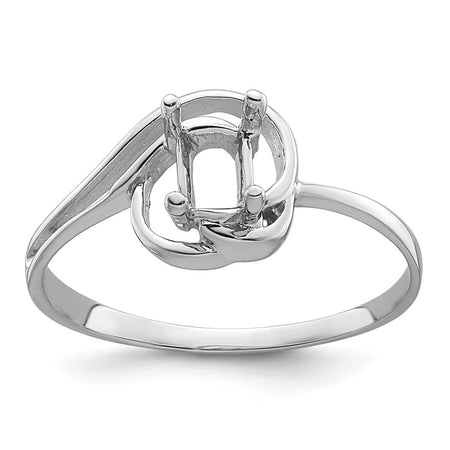 14k White Gold Polished 7x5 Oval Gemstone Ring Mounting (X9683)