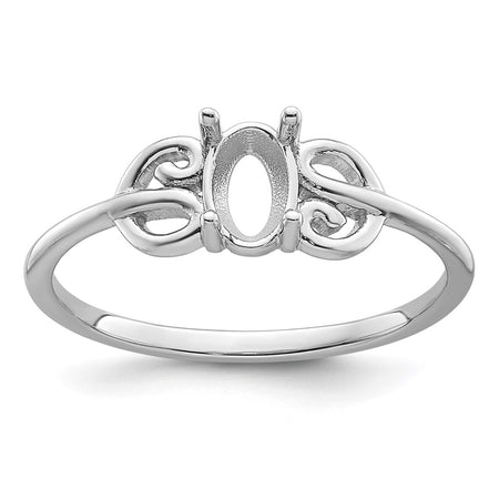 14k White Gold Polished 6x4 Oval Gemstone Ring Mounting (X9687)