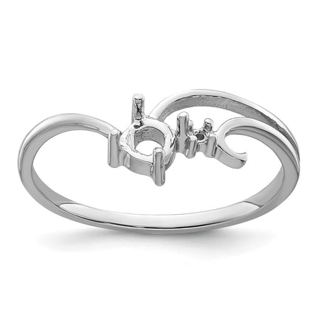 14k White Gold Polished .01ct. Diamond & 4mm Round Gemstone Ring Mounting (X9705)