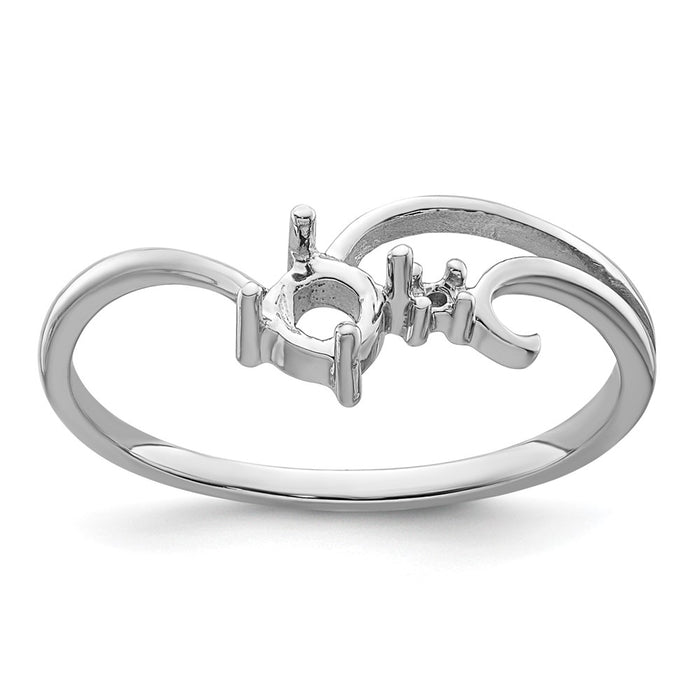 14k White Gold Polished .01ct. Diamond & 4mm Round Gemstone Ring Mounting (X9705)