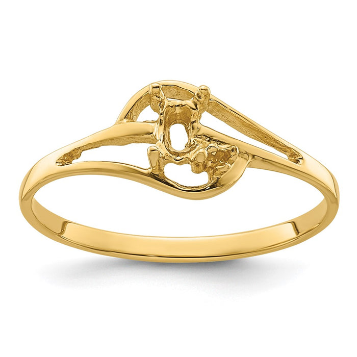 14k Polished .01ct. Diamond & 5x3 Oval Gemstone Ring Mounting (X9712)