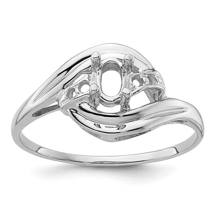 14k White Gold Polished .04ct. Diamond & 5x3 Oval Gemstone Ring Mounting (X9723)