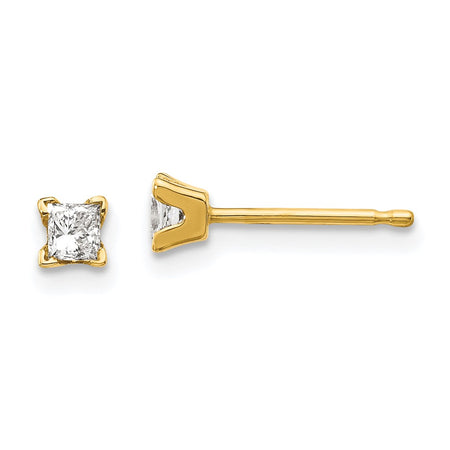 14k 3mm Princess-cut Stud Earring Mountings (XAP2)