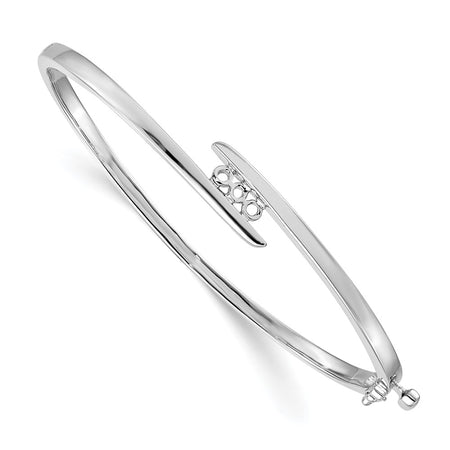 14k White Gold Holds 1/3 carat 3-3.0mm Round Stones Hinged Oval Bangle Bracelet Mounting (XB177)