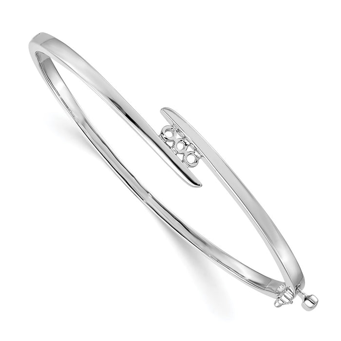 14k White Gold Holds 1/3 carat 3-3.0mm Round Stones Hinged Oval Bangle Bracelet Mounting (XB177)
