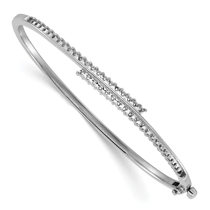 14k White Gold Holds 1 carat (42-1.8mm Round Stones) Hinged Oval Bangle Bracelet Mounting (XB190)