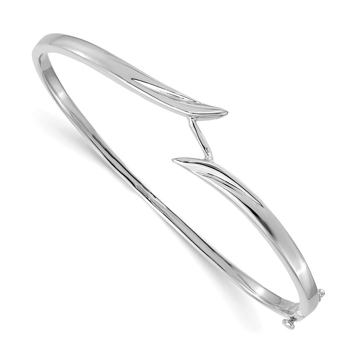 14k White Gold Hinged Oval Bangle Bracelet Mounting (XB263)