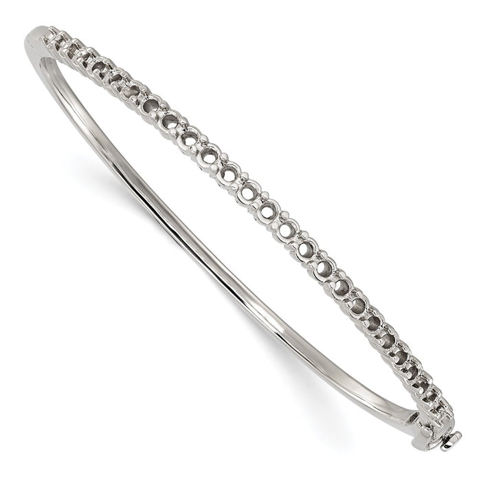 14k White Gold Holds 25 2.9mm 1.9ct Hinged Bangle Mounting (XB323)