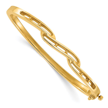 14k Holds 1 carat 6-1.6mm/27-2.0mm Round Stones Hinged Oval Bangle Bracelet Mounting (XB71)