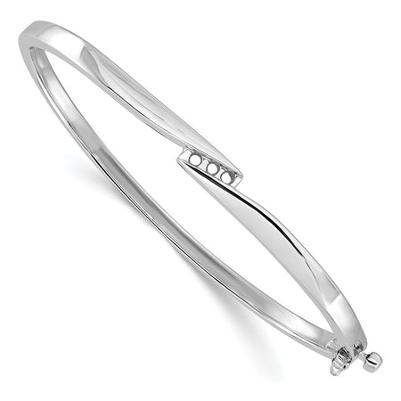 14k White Gold Holds 1/8 carat 3-2.2mm Round Stones Hinged Oval Bangle Bracelet Mounting (XB82)