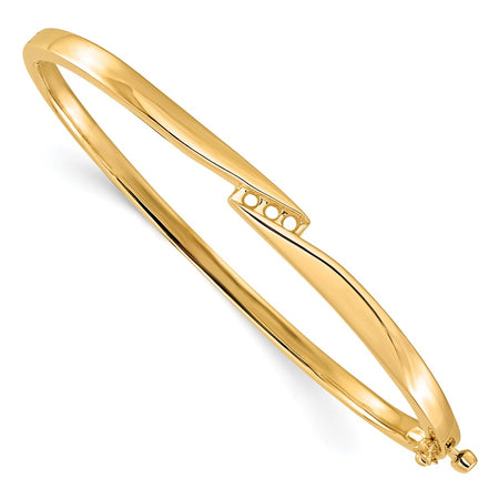 14k Holds 1/8 carat 3-2.2mm Round Stones Hinged Oval Bangle Bracelet Mounting (XB83)