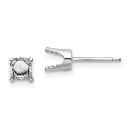 14k White Gold 5mm Round Stud Earring Mounting w/backs (XD10W)