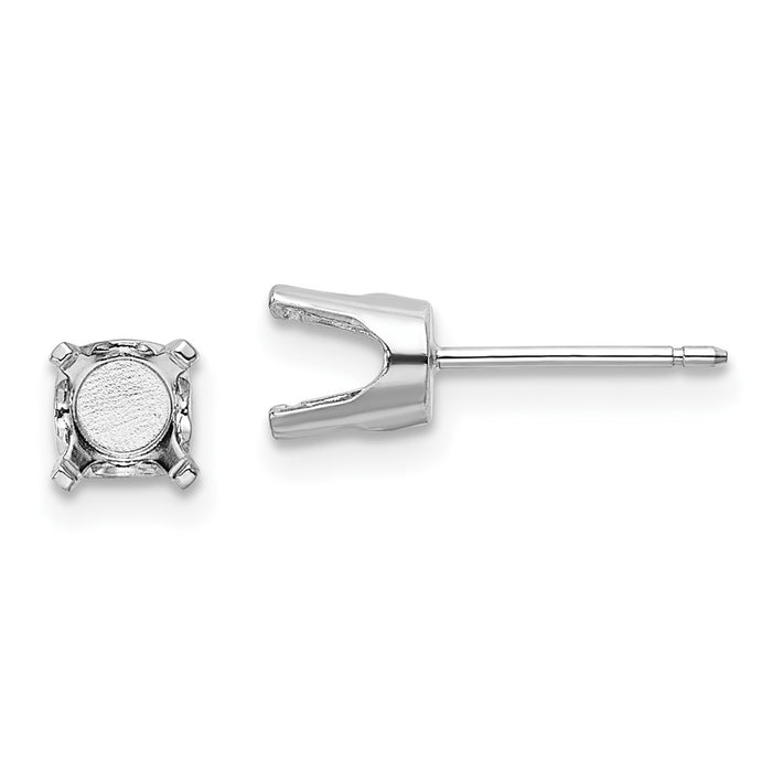 14k White Gold 5.5 Round Stud Earring Mounting w/backs (XD11W)