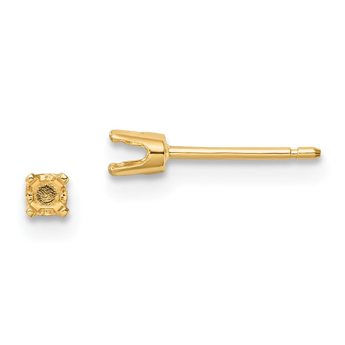 14k 6.5mm Round Stud Earring Mounting w/backs (XD13)