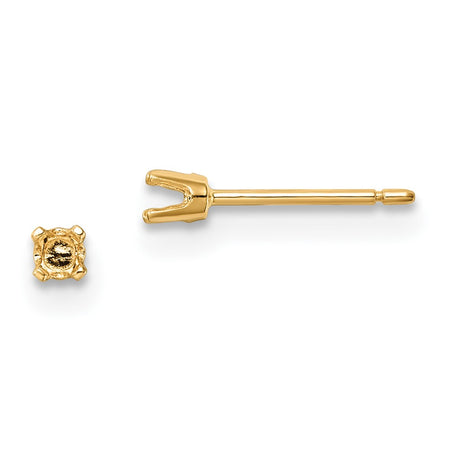 14k 2.25mm Round Stud Earring Mounting w/backs (XD1)
