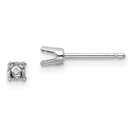 14k White Gold 2.75mm Round Stud Earring Mounting w/backs (XD2W)