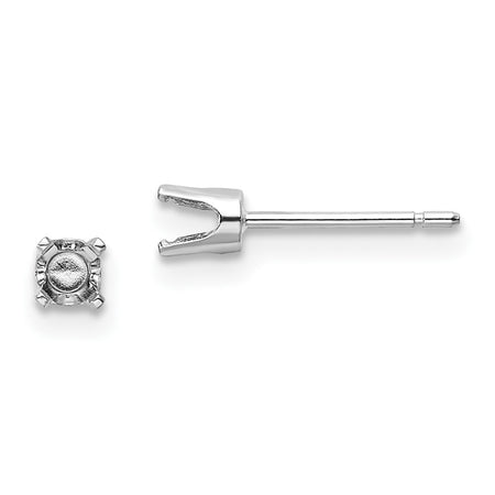 14k White Gold 3.25mm Round Stud Earring Mounting w/backs (XD4W)
