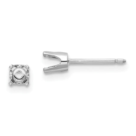 14k White Gold 3.5 Round Stud Earring Mounting w/backs (XD5W)