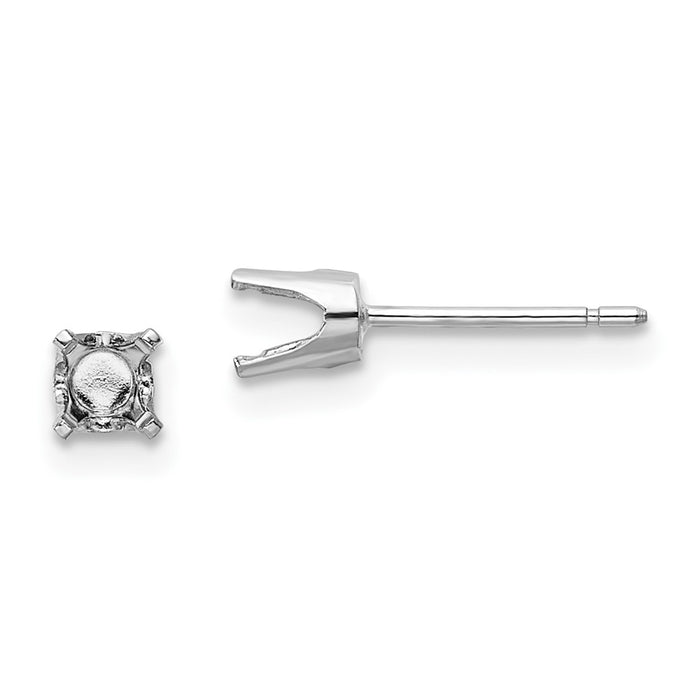 14k White Gold 3.75mm Round Stud Earring Mounting w/backs (XD6W)
