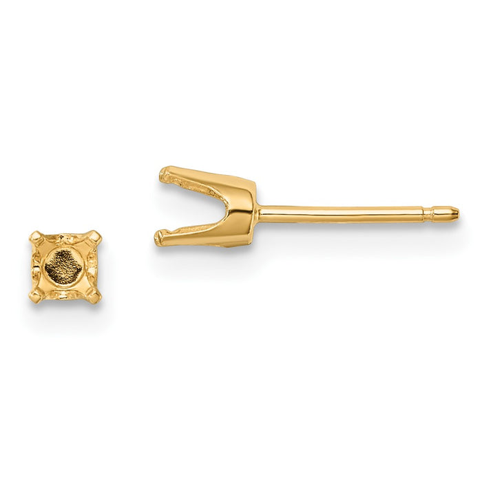 14k 3.75mm Round Stud Earring Mounting w/backs (XD6)