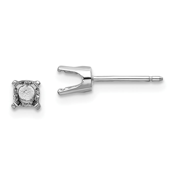 14k White Gold 4.25mm Round Stud Earring Mounting w/backs (XD8W)
