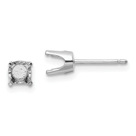 14k White Gold 4.5mm Round Stud Earring Mounting w/backs (XD9W)