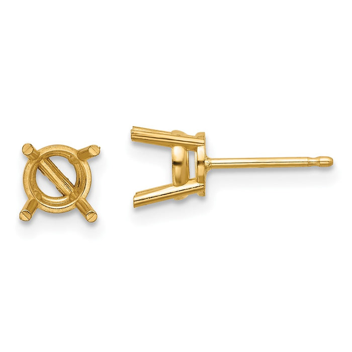 14k 6mm Cushion Earring Mountings (XE107)