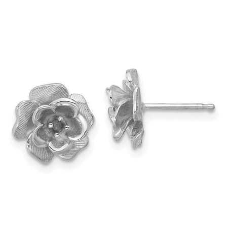 14k White Gold Fancy Diamond Flower Earring Mountings (XE15W)