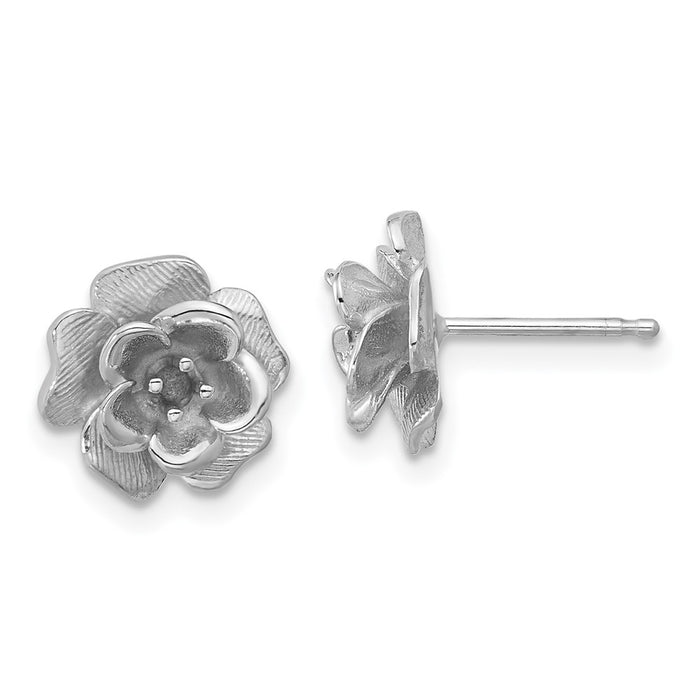14k White Gold Fancy Diamond Flower Earring Mountings (XE15W)