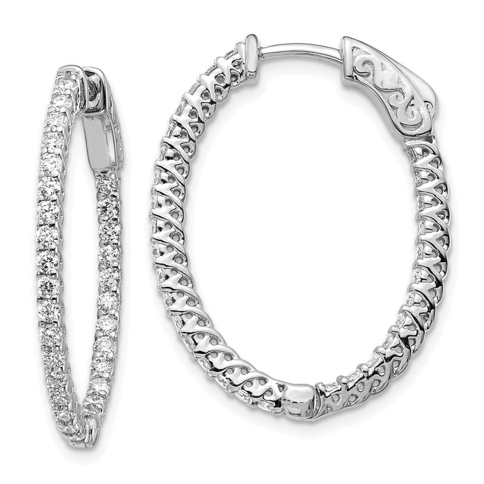 14k White Gold Oval Hoop w/Safety Clasp Earring Mountings (XE2019W)