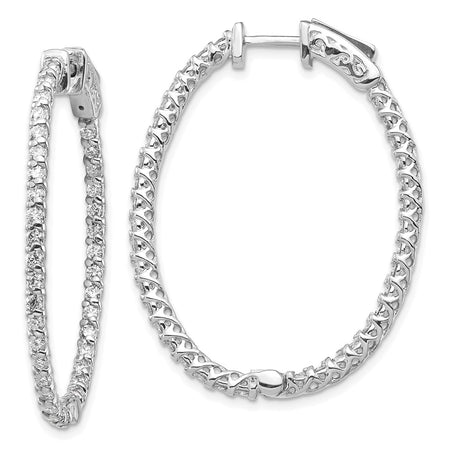 14k White Gold Oval Hoop w/Safety Clasp Earring Mountings (XE2020W)