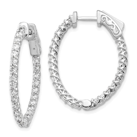 14k White Gold Oval Hoop w/Safety Clasp Earring Mountings (XE2021W)