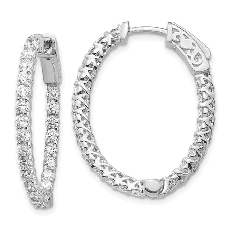 14k White Gold Oval Hoop w/Safety Clasp Earring Mountings (XE2023W)
