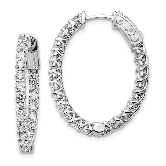 14k White Gold Oval Hoop w/Safety Clasp Earring Mountings (XE2025W)