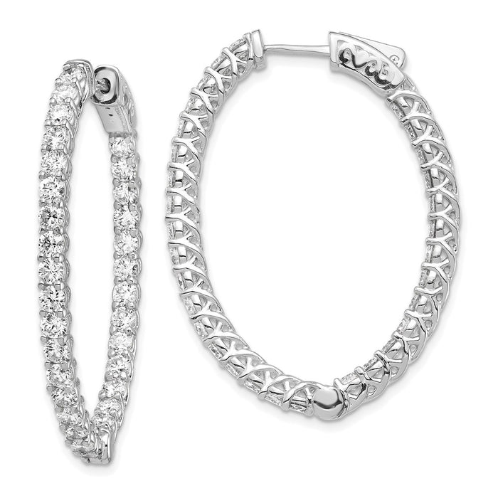 14k White Gold Oval Hoop w/Safety Clasp Earring Mountings (XE2026W)