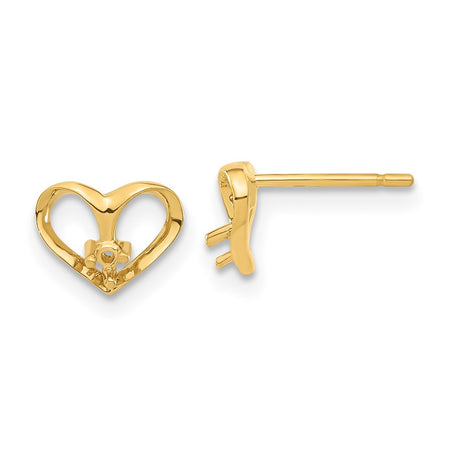 14k Yellow Gold Fancy Diamond Heart Earring Mountings (XE21)