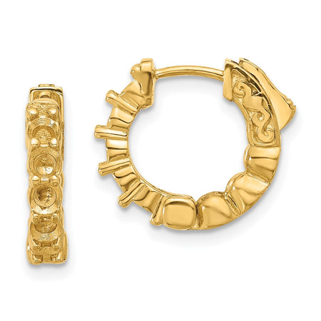 14K 1ct  10-3.0mm Round Hoop w/ Safety Clasp Earring Mountings (XE3259)