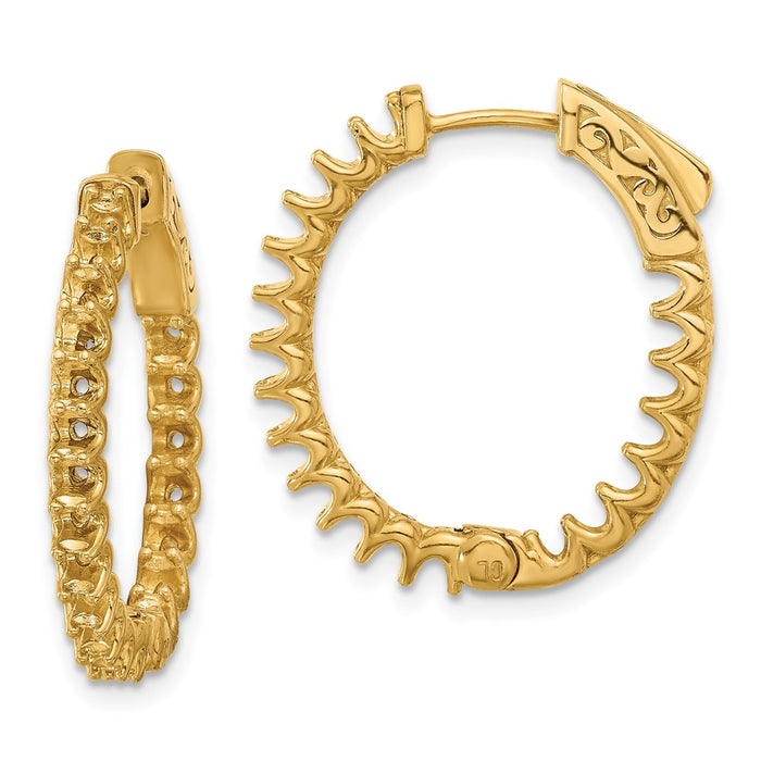 14K 2ct  40-2.3mm In/Out Oval Hoop w/ Safety Clasp Earring Mountings (XE3264)