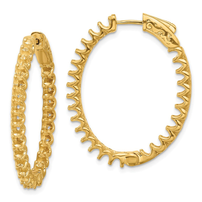 14K 3.1ct  52-2.5mm In/Out Oval Hoop w/ Safety Clasp Earring Mountings (XE3266)