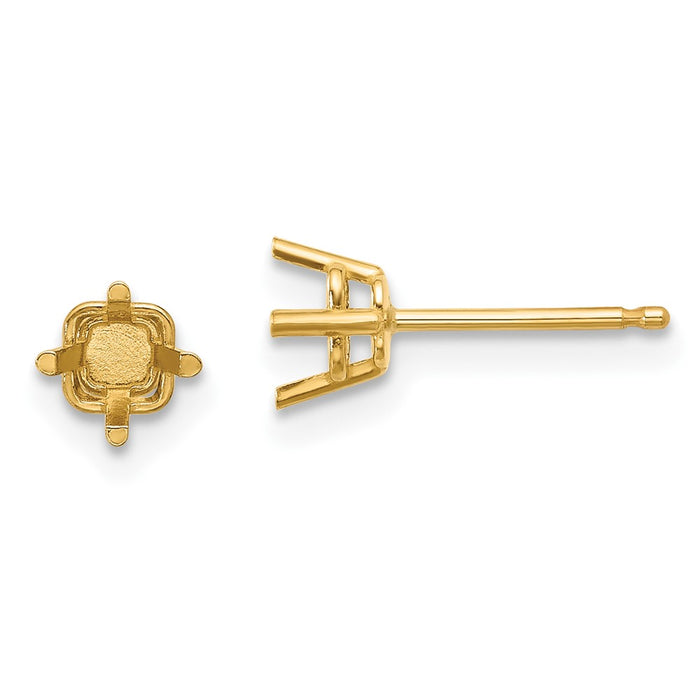14k 4mm Square Earring Mountings (XE60)