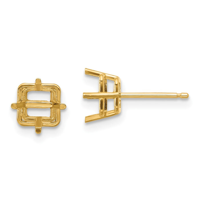 14k 6mm Square Earrings Mountings (XE62)