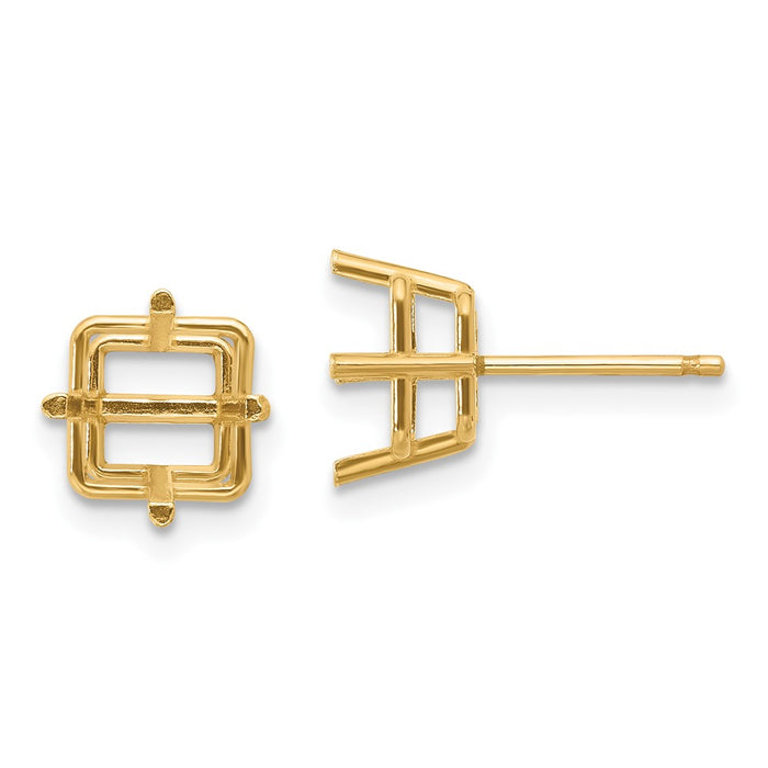 14k 7mm Square Earring Mountings (XE63)