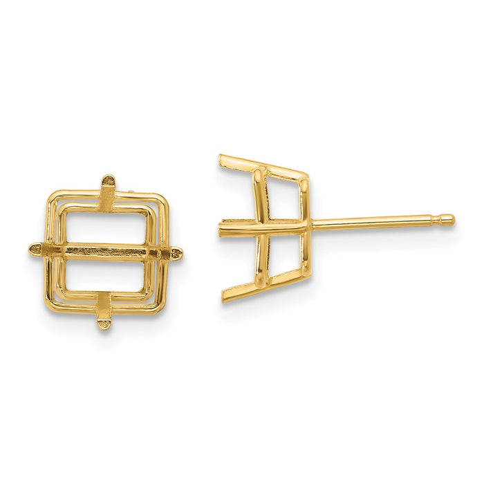 14k 8mm Square Earring Mountings (XE64)