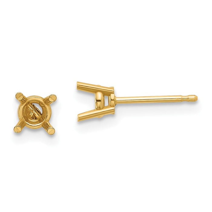 14k 4mm Round Earring Mountings (XE71)