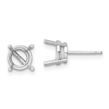 14k White Gold 7mm Round Earring Mounting (XE74W)