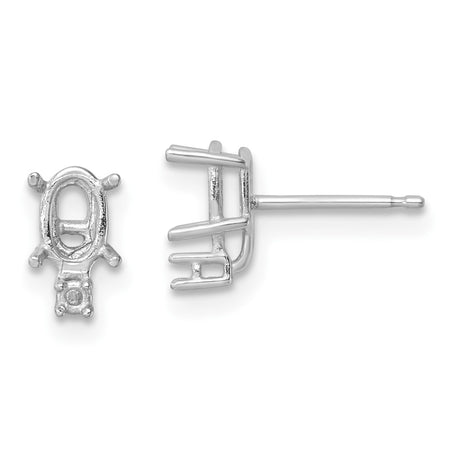 14k White Gold 6x4 Oval & Diamond Earring Mounting (XE755)