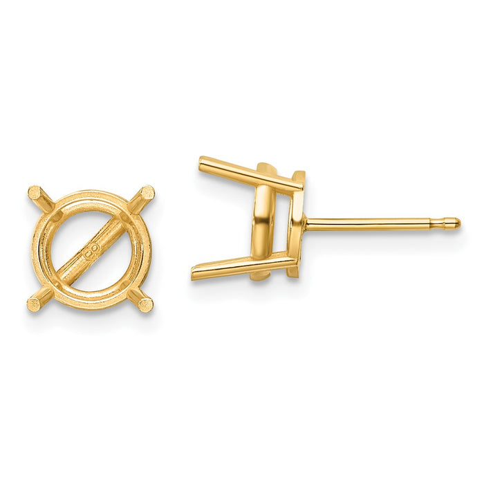 14ky Gold 8mm Round Earring Mountings (XE75)