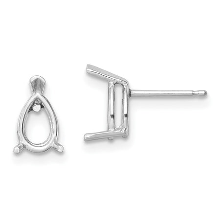14k White Gold 7x5 Pear Earring Mountings (XE80W)